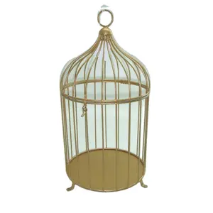 Cage à oiseaux antique avec vigne florale Petit simple avec chaîne suspendue Fabricant de fer Vente en gros Cage à perroquet blanc Grand fait à la main