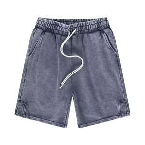 Shorts d'été pour hommes, séchage rapide, respirants, en coton, couleur unie personnalisée, effet délavé, style streetwear - Product Image 1