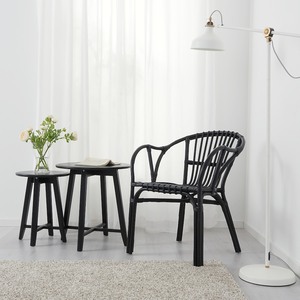 เก้าอี้รับประทานอาหารหวายสีดำ แข็งแรง ระบายอากาศได้ดี เหมาะสำหรับร้านกาแฟ ดีไซน์เรียบง่ายและสง่างาม - Product Image 2