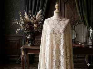 Tela de Encaje de Nylon Crema Premium Directo de Fábrica - Patrón Floral Intrincado para Vestidos, Ropa de Novia y Decoración del Hogar - Product Image 2