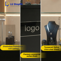 Vitrine à bijoux en métal noir de haute qualité, directement de l'usine, avec vitrine en verre et métal, présentoirs à bijoux personnalisés
