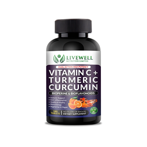 Livewell Vitamina C, Cúrcuma, Curcumina y Bioperina, 180 Tabletas, Doble Acción, Alta Potencia, Apoyo Inmunológico - Product Image 3