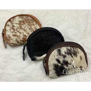 Nuevo monedero personalizado con cremallera y forma ovalada, monedero pequeño de alta calidad de cuero de vaca genuino, monedero para mujer - Product Image 1