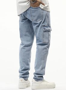 Vaqueros Cargo Multibolsillos para Hombre, Estilo Punk, Lavado a la Piedra, Corte Holgado Recto, Pierna Ancha, Rotos, de Moda Casual - Product Image 6