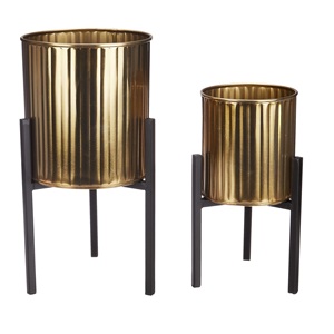 Lot de 4 jardinières sur pied en métal doré pour décoration intérieure, mariages et fêtes de Noël - Product Image 3