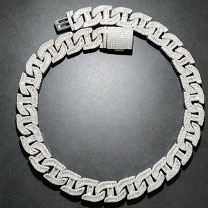 Cadena Cubana de Plata 925 con Moissanita de 16mm, Estilo Hip Hop, Joyería Unisex de Moda Urbana - Product Image 1