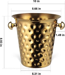 Seau à glace isotherme en acier inoxydable 5L couleur or avec poignées pour refroidissement du vin, accessoires de bar, traiteur, fêtes en extérieur - Product Image 1