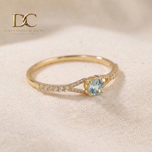 Anillo de Boda de Lujo en Oro Amarillo Sólido de 14 Quilates con Diamante Cultivado en Laboratorio y Yag Paraiba Azul, Joyería Fina para Mujer, Certificado IGI - Product Image 4