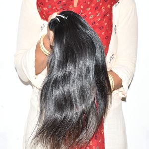 Extensions de cheveux humains indiens Remy 100% naturels pour femmes, 8-36 pouces, lisses, noirs, non traités, qualité machine, double trame - Product Image 1