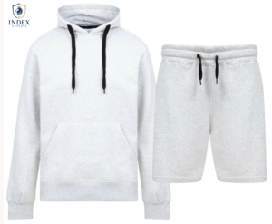 Conjunto de Sudadera con Capucha y Pantalones Cortos para Hombre, Color Sólido, Ropa Casual de Otoño, 100% Algodón, Tejido de Felpa - Product Image 1