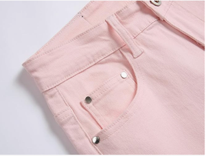 Jean en denim déchiré décontracté pour homme, taille haute, uni, respirant, coupe évasée ajustée, effet usé - Product Image 2