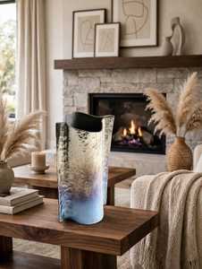 Poubelle décorative en métal à surface martelée, ouverte en dessus, 10L, pour salon, usage domestique - Product Image 1