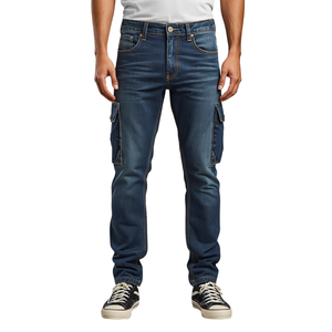 Jeans Casuales de Mezclilla para Hombre INTENTION SPORTS, Corte Relajado, Mezcla de Algodón, Sin Elasticidad, Lavado Claro, Cierre de Cremallera, Cintura Media, Ligeros - Product Image 1