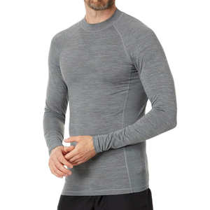 Camiseta Deportiva de Manga Larga para Hombre, Color Gris Jaspeado, Mangas Raglán, para Entrenamiento Atlético, Gimnasio, Ejercicio, Capa Base Deportiva - Product Image 1
