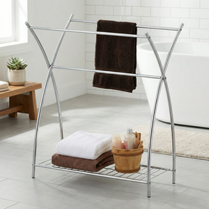 Meilleure Vente OEM : Porte-serviettes de bain mobile en métal chromé avec fonction chauffante, design moderne, pour salle de bain, organisateur de rangement domestique, directement de l'usine - Product Image 2