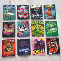 Sacs Mylar holographiques à fermeture éclair avec impression en héliogravure, en stock, vente chaude DDP, tailles 1g, 3.5g, 28g, plus de 1000 designs, recyclables