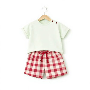 Ensemble T-shirt et short pour garçons en coton bambou interlock 100 %, doux, respirant, toutes saisons, tenue pour tout-petits, vêtements pour bébés personnalisés, OEM, marque privée - Product Image 1