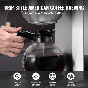 Macchina per Caffè Americano Commerciale da 12 Tazze con 3 Caraffe in Vetro e Scaldacaffè in Acciaio Inox, per Hotel, Spina UK - Product Image 6