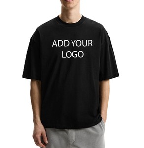 300GSM Black Boxy Drop Shoulder Men's <b>shirts</b> 100% Cotton Custom DTG Print Oversized Tee OEM <b>Y2K</b> Supplier - Product Image 1