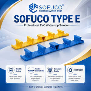 Keep External Joints Protected Sofuco 100% Virgin <b>PVC</b> 4mm Thick EO250-ST Yellow Flexible Waterstop Expansion Waterproofing - Product Image 1