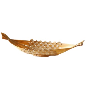 Cesta de fruta plegable de bambú ecológica única y creativa en forma de barco con decoración elegante para almacenamiento en el hogar - Product Image 1
