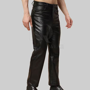 Pantalon décontracté en cuir véritable, taille mi-haute, léger, coupe ajustée, avec fermeture boutonnée, idéal pour l'équitation en extérieur et la vente en gros - Product Image 2