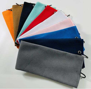 Toalla de Golf de Microfibra de Secado Rápido, Plegable en Tres Partes, con Diseño de Waffle, para Limpieza de Palos, con Mosquetón, Tamaño Personalizado, Azul Gris - Product Image 4
