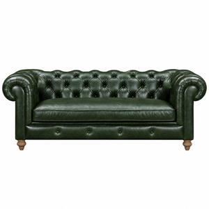Genuine <b>Leather</b> Chesterfield Sofa Three Seat Tufted Back Rolled Arm Midcentury Modern Sofa <b>Bed</b> for Villa and School Use - Product Image 1
