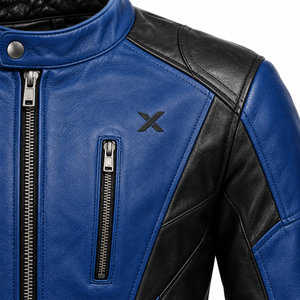 Chaqueta de Motociclista de Cuero Estilo Racer |   Azul Negro Rojo Verde |   Fabricante OEM ODM |   Calidad Premium | - Product Image 4