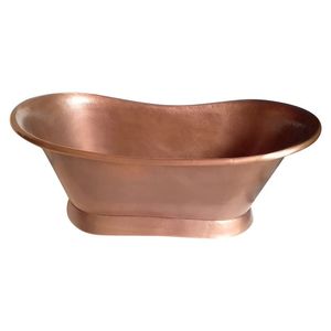Bañera Ovalada Independiente de Cobre sin Tapa, Bañera de Metal Resistente para Adultos, Estilo Elegante - Product Image 1