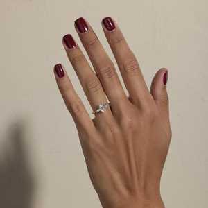 <b>Diamond</b> Solitaire Engagement <b>Rings</b> Three Stone Oval Tapered Baguette Lab Grown 10K 14K Solid Gold Minimalist Unique Wedding Band - Product Image 2