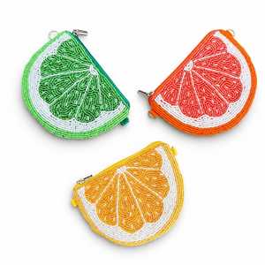 Monedero Cuadrado Ligero Hecho a Mano con Cuentas y Flores, Verde, Naranja, Amarillo, con Cremallera, Bordado Artesanal - Product Image 1
