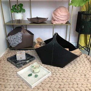 Cesta de almacenamiento de cuero Cubo de almacenamiento hecho a mano Decoración para el hogar Captura todo el organizador - Product Image 3