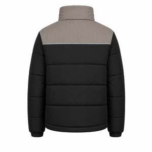 <b>Mens</b> Color Block Streetwear Thick Puffer <b>Jacket</b> Wholesale Polyester Padded Coat Reflective Piping Zipper Closure Winter Stand - Product Image 2