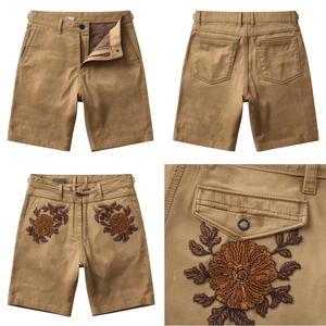 Pantalones Cortos Casuales de Lujo para Hombre, Color Beige Arena, Bordados, Ropa Premium, OEM, ODM - Product Image 4