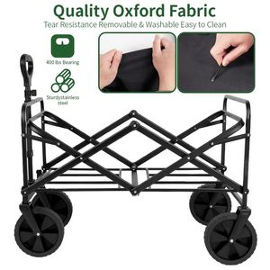Carrello per vagoni pieghevoli per carichi pesanti di grande capacità per lo Shopping sportivo da spiaggia-carrello da campeggio portatile con facile riporre - Product Image 4