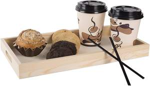 Bandeja de Madera Personalizada para Servir Desayuno, Bandeja de Madera sin Acabado para Cena, Té, Bocadillos, Chocolate, Manualidades - Product Image 5