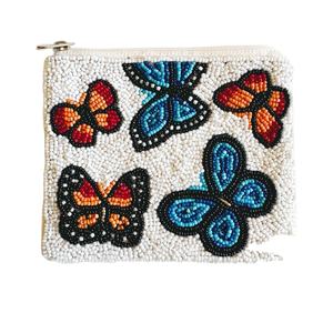 Petit sac portefeuille cerise à broderie perlée faite à la main traditionnelle avec de beaux accents de perles de rocaille par Hiba Enterprises - Product Image 4