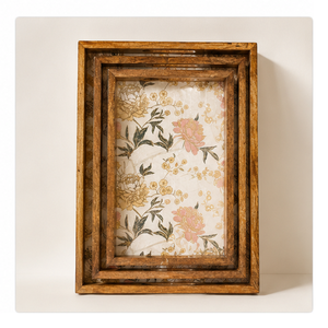 Juego de 3 bandejas nido de madera de mango hechas a mano con estampado floral vintage, bandejas decorativas para mesa de centro y decoración del hogar - Product Image 4
