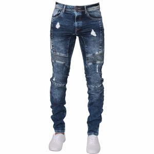 Jean en denim premium pour homme, taille haute, coupe droite, tricoté, écologique, séchage rapide, délavage laser, décontracté, poids moyen, marque personnalisée ODM - Product Image 3