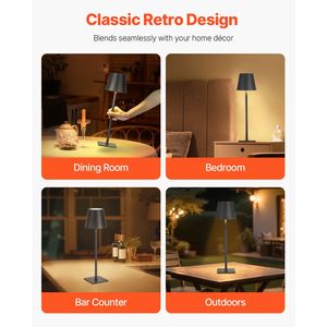 Lot de 2 lampes de table sans fil avec batterie rechargeable intégrée de 5200 mAh, température de couleur 3000-6500K, lampe de bureau à gradation progressive en 3 niveaux - Product Image 2