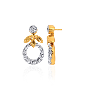 Modern 18K Yellow Gold Plated Floral Stud Earrings with Lab Grown Round Brilliant Cut Diamonds for Women - Product Image 2