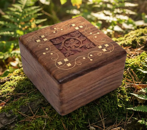 Handmade Floral Carved <b>Wooden</b> Keepsake Box Vintage Decorative Storage Case Brass Inlaid <b>Wooden</b> Ring Jewelry Organizer Gift - Product Image 1
