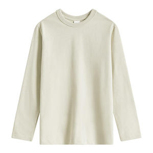 T-shirt en coton uni à manches longues pour homme, col rond, doux, respirant, décontracté, streetwear, vêtement de tous les jours - Product Image 1