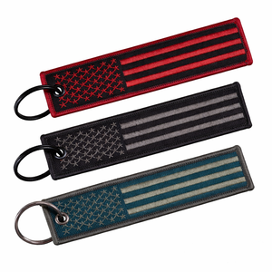 Llavero de tela personalizado, etiquetas tejidas de aviación, Jet Tag, llavero bordado con logotipo de marca personalizado y anilla para llaves - Product Image 3