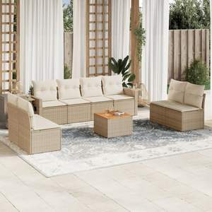 Set Divano da Giardino in Rattan Beige a 4 Posti, Arredamento da Esterno Contemporaneo Resistente alle Intemperie - Product Image 3