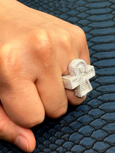 Luxury Iced Cross <b>Ring</b> 925 Sterling Silver Hip Hop Bling Engagement Moissanite <b>Statement</b> <b>Ring</b> Men's Gift Him Rapper Jewelry - Product Image 3
