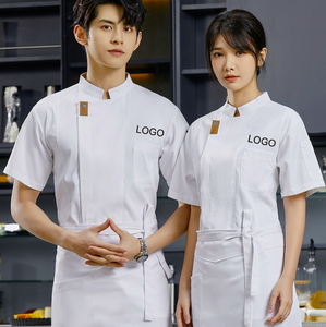 Uniformes de camarero para bar y club, chaquetas de chef de poliéster, camisa de trabajo de manga corta con bolsillo, chaqueta para hombre, uniforme de gerente de restaurante - Product Image 3