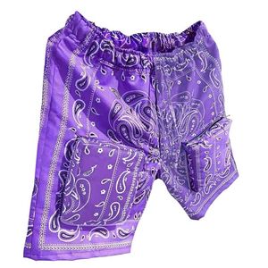 Shorts de Playa Casuales para Hombre, Estampado de Palmeras Tropicales, Rayas Blancas y Naranjas, Secado Rápido, Cintura Media con Cordón Ajustable - Product Image 4