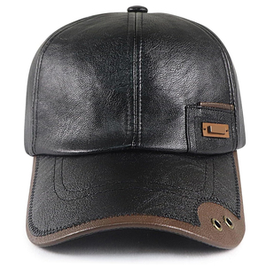 New Style Customized Logo And Design Leather <b>Cap</b> For Unisex Luxury Style Outdoor Wear Leather <b>Caps</b> In Solid Color - Product Image 3